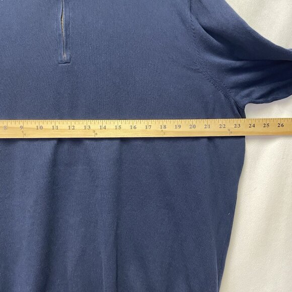 Brooks Brothers Supima Cotton 1/4 Zip Mock Neck Pullover Sweater Men Large Navy - Picture 3 of 13